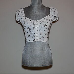 SHEIN Women's Cropped Corset Style Floral Blouse